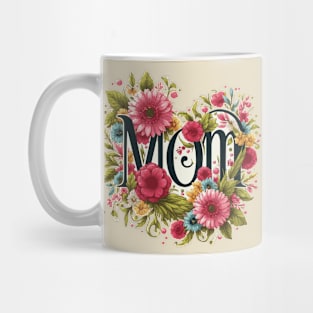 Worlds Best Mom Heart and Flowers Mug